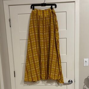 STAUD Yellow and White Striped Maxi Skirt